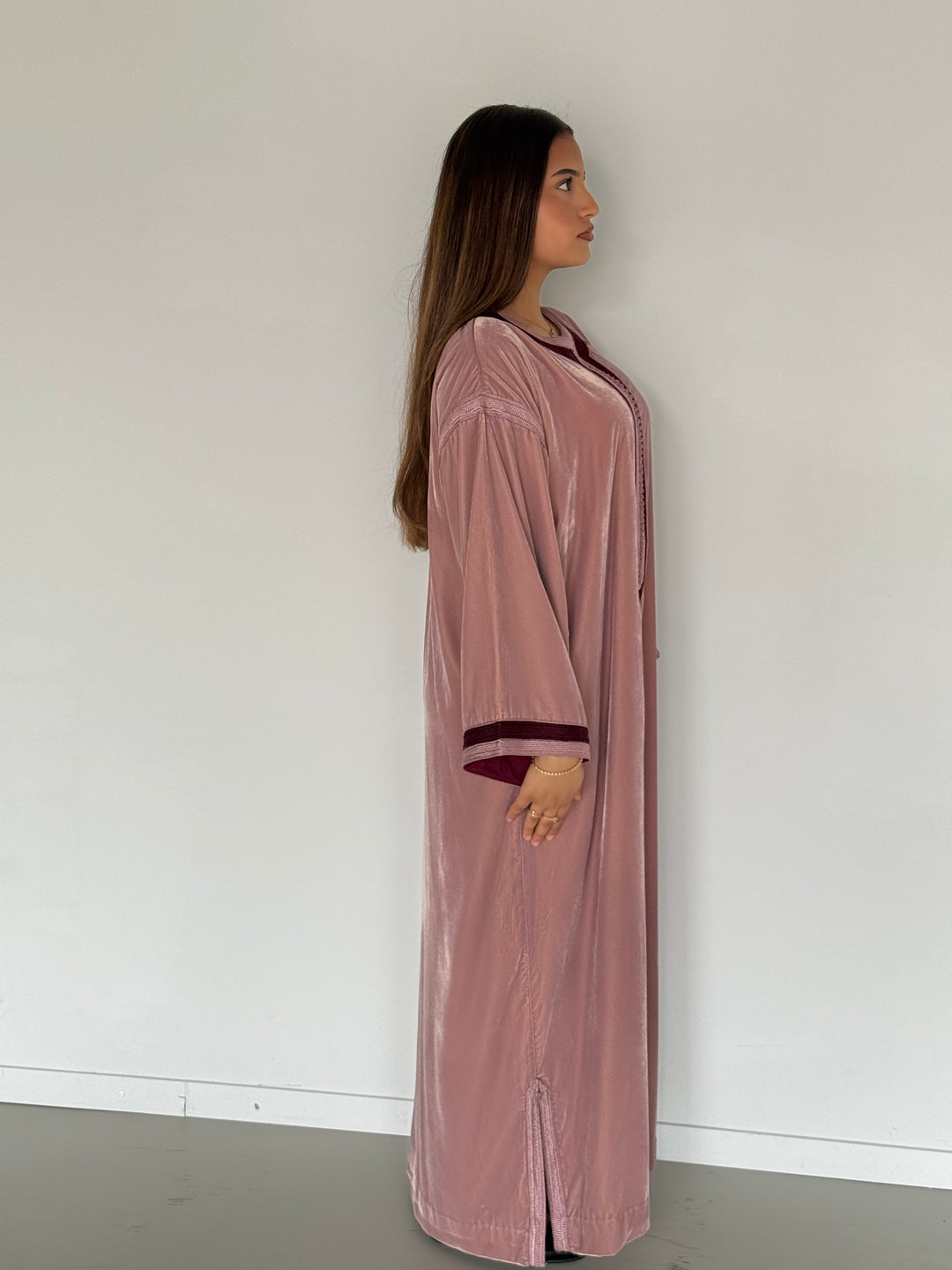 KANDOURA VELVET DUSTY PINK/BURGUNDY | MIORÉ
