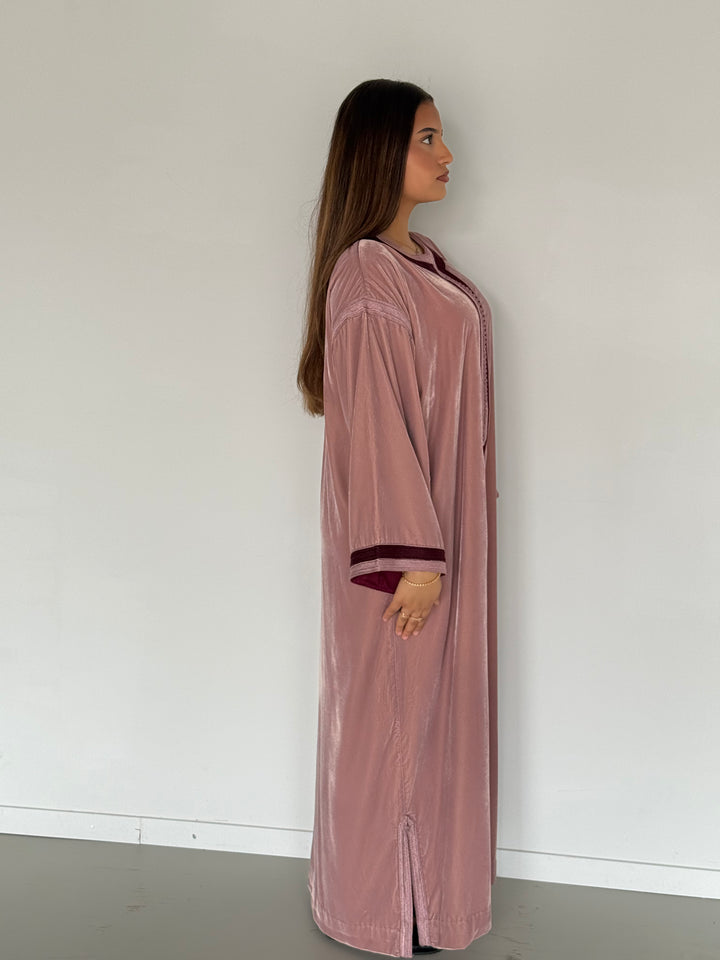 KANDOURA VELVET DUSTY PINK/BURGUNDY | MIORÉ