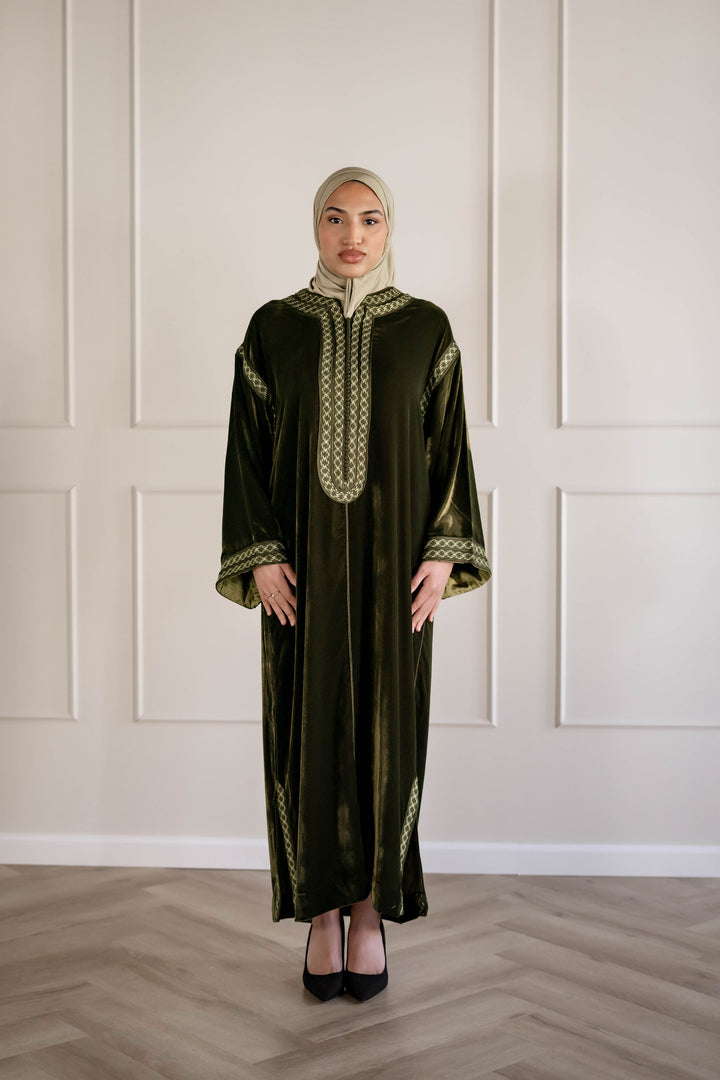 KANDOURA VELVET  OLIVE SHADOW | MIORÉ