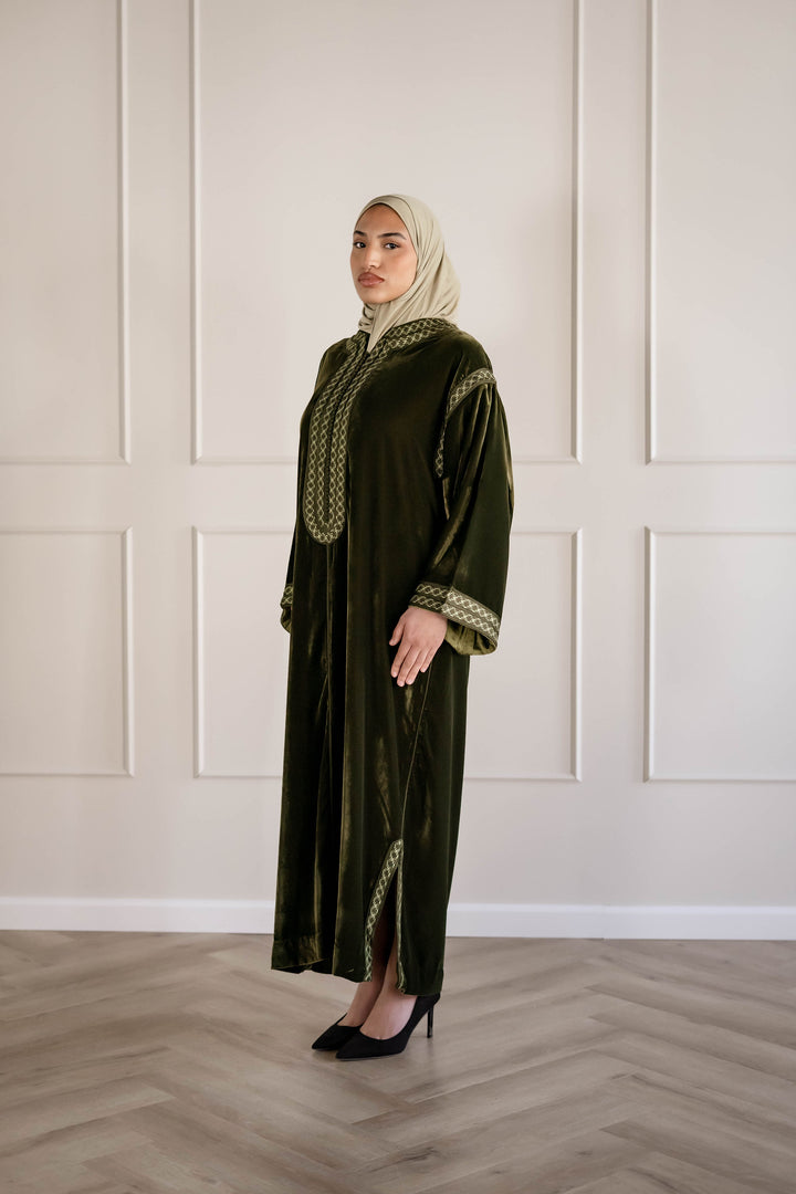 KANDOURA VELVET  OLIVE SHADOW | MIORÉ