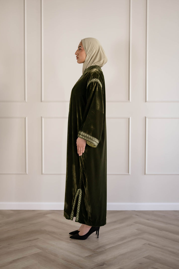 KANDOURA VELVET  OLIVE SHADOW | MIORÉ