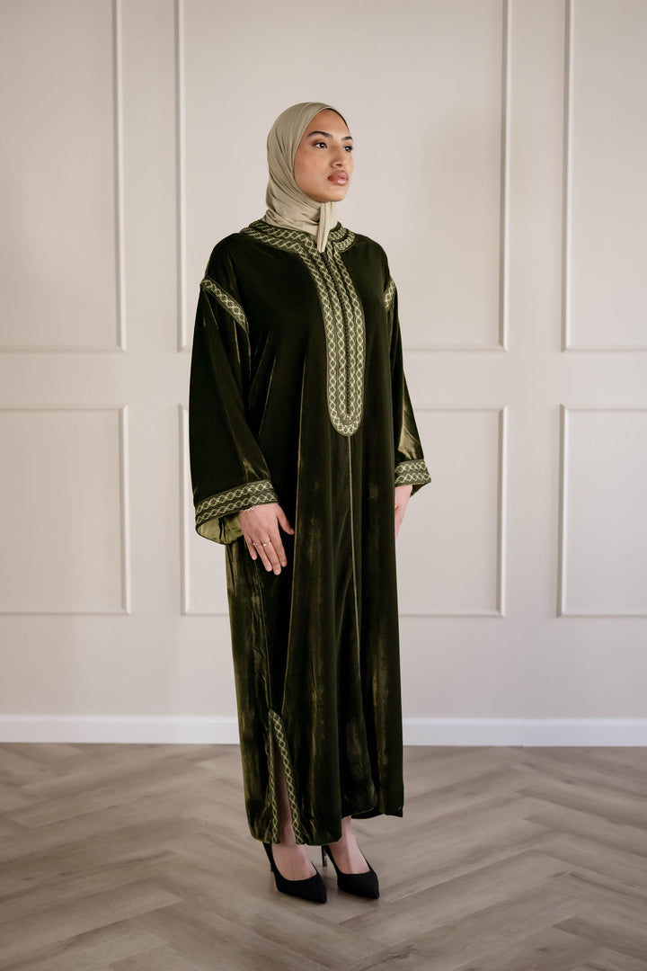 KANDOURA VELVET  OLIVE SHADOW | MIORÉ